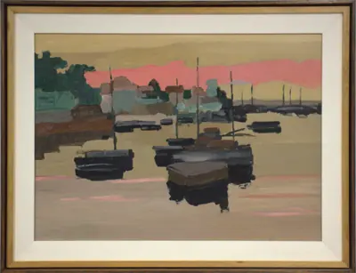 Untitled (mid-century boat scene)